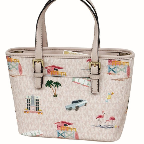 Michael Kors Jet Set XS Carryall Tote Crossbody Light Powder Blush Pink MK Miami - Picture 3 of 5